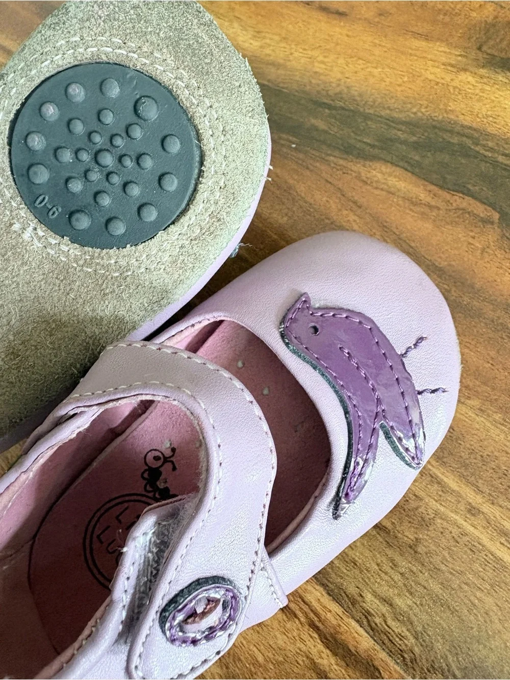 Live & Luca Baby Girl Lilac Leather Pio Bird Peacock Crib Shoes 0 6 12 Months
